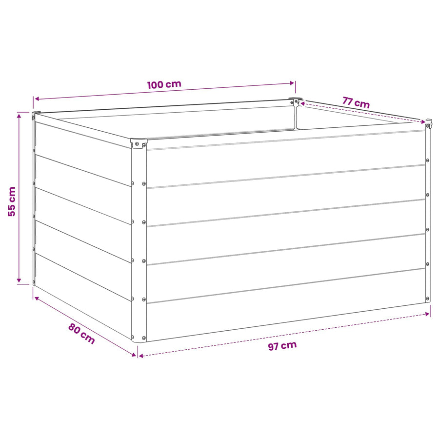 Verhoogd Tuinbed Antracietkleurig 100 x 80 x 55 cm