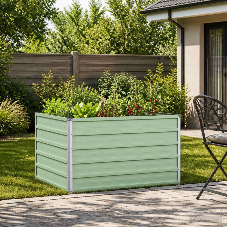 Verhoogd Tuinbed Pastelgroen 100 x 80 x 55 cm koudgewalst staal