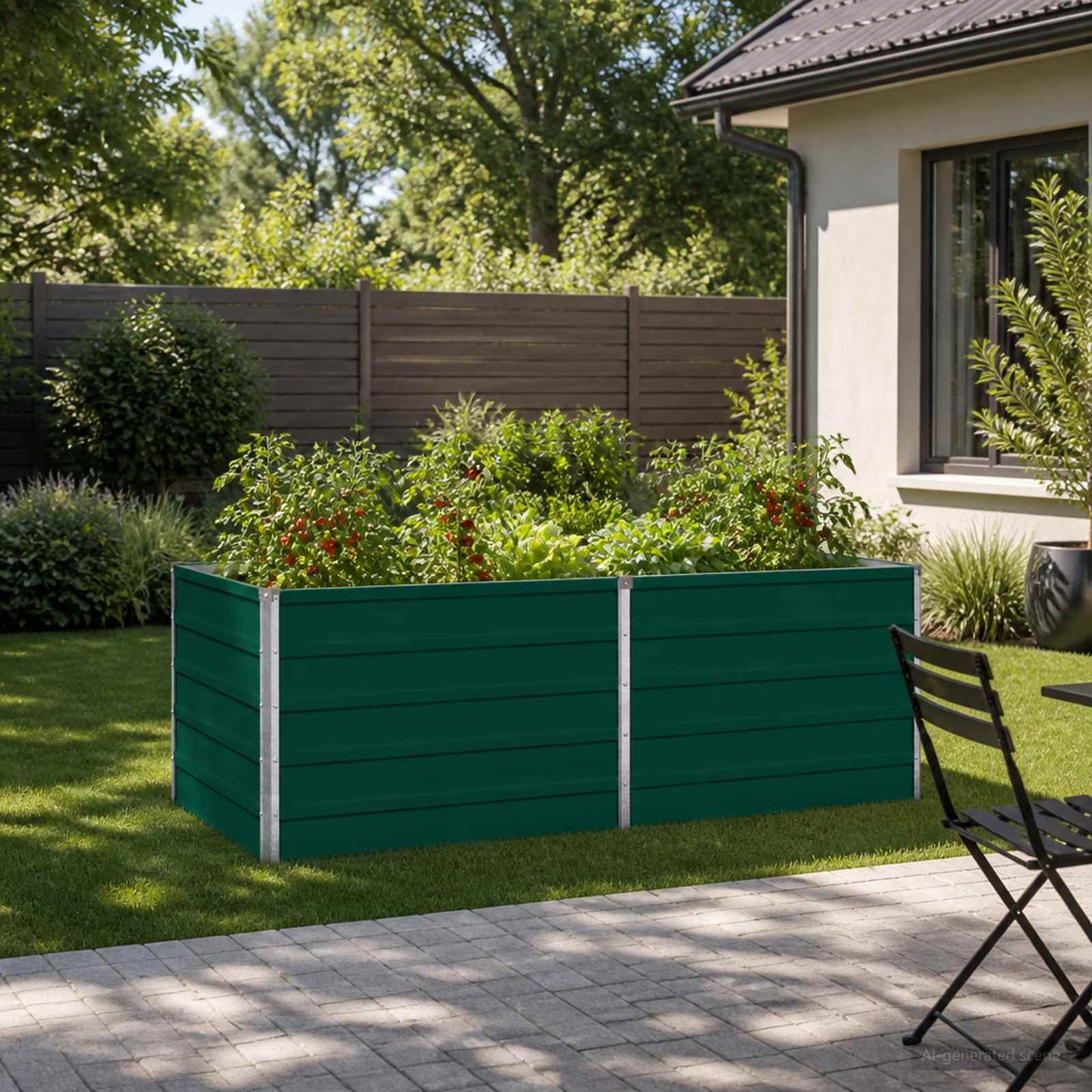 Verhoogd Tuinbed Groen 160 x 80 x 55 cm koudgewalst stalen