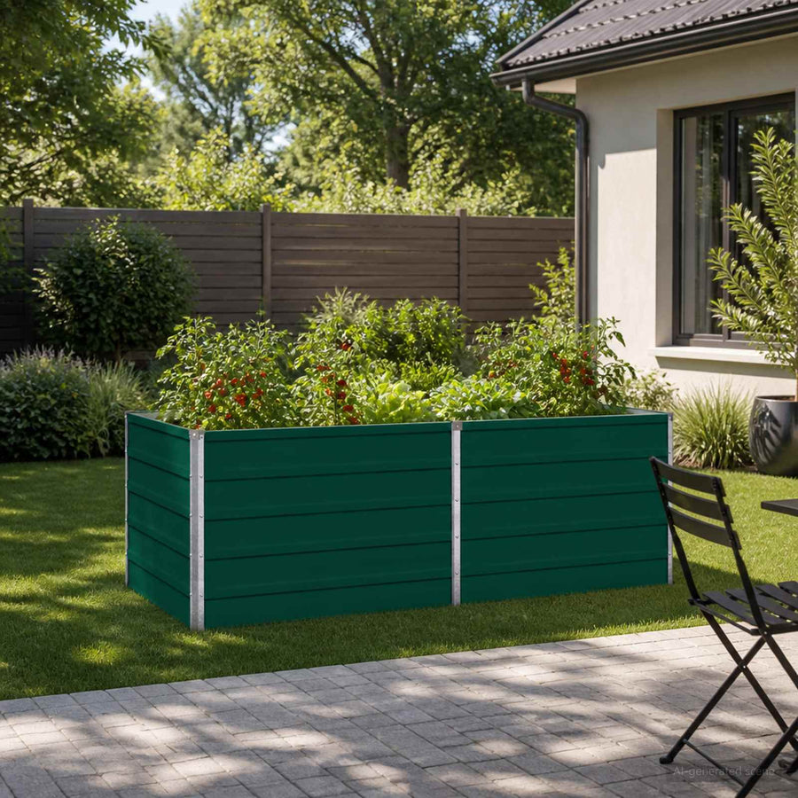 Verhoogd Tuinbed Groen 160 x 80 x 55 cm koudgewalst stalen
