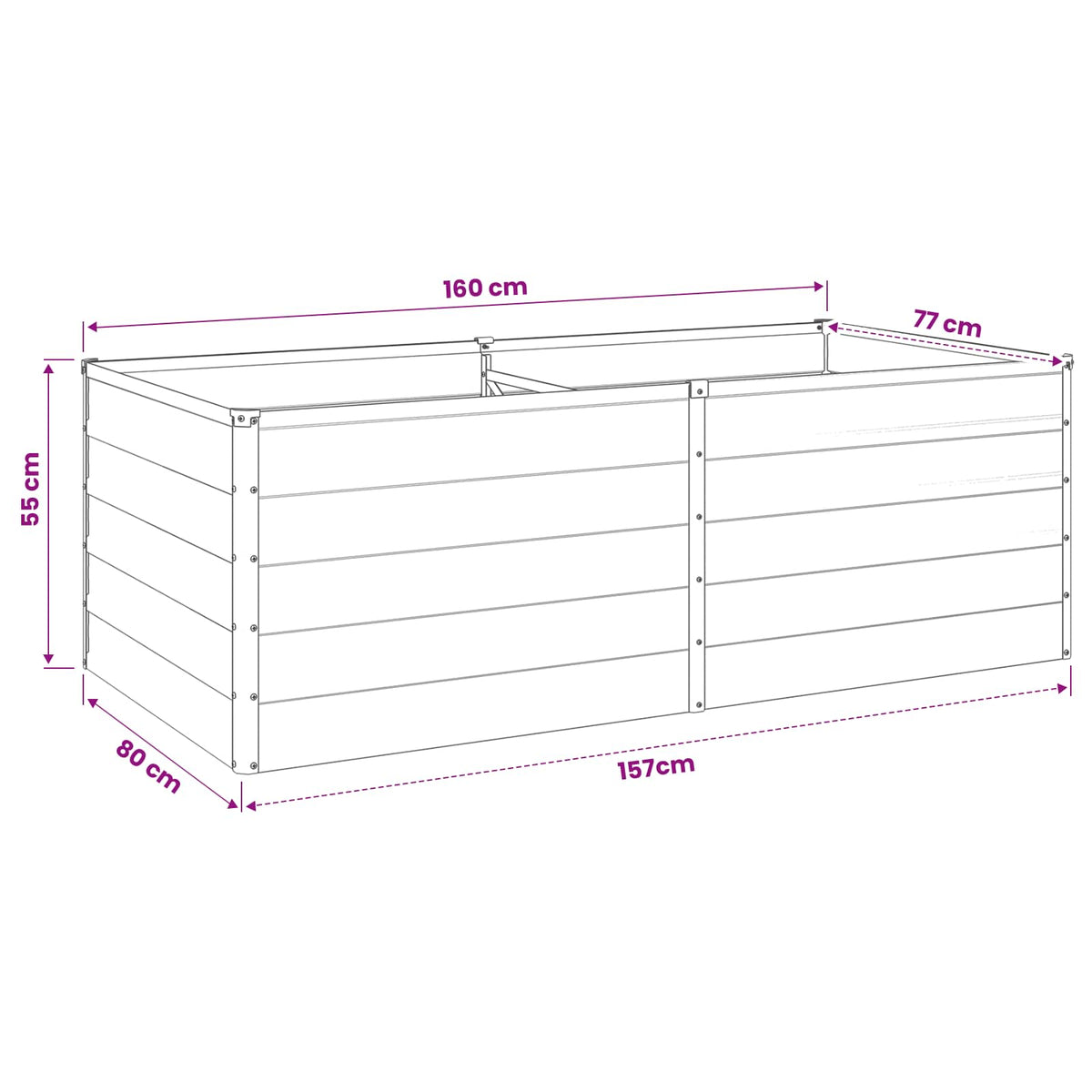 Verhoogd Tuinbed Roestig 160 x 80 x 55 cm corton