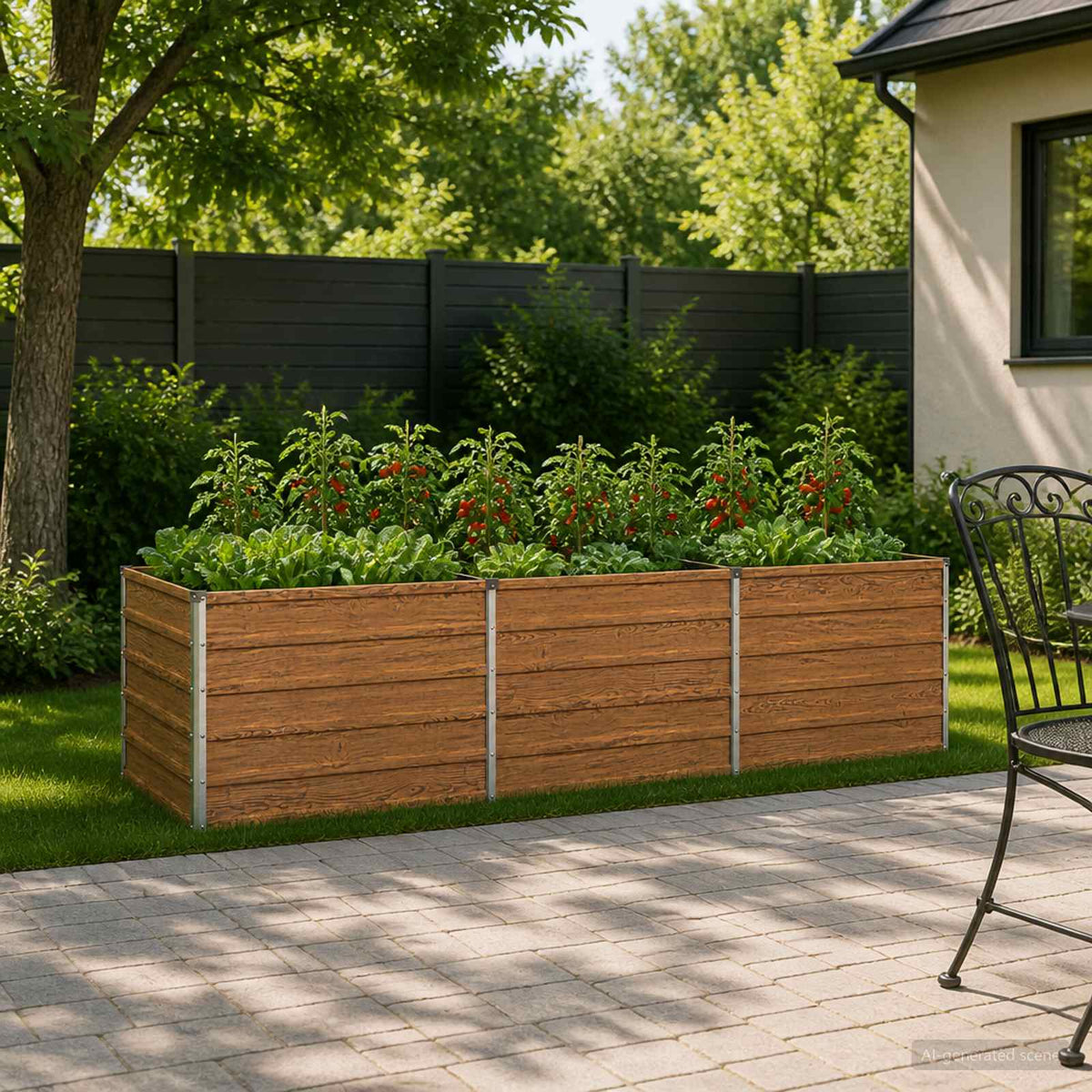 Verhoogd Tuinbed Houtbruin 240 x 80 x 55 cm koudgewalst staal