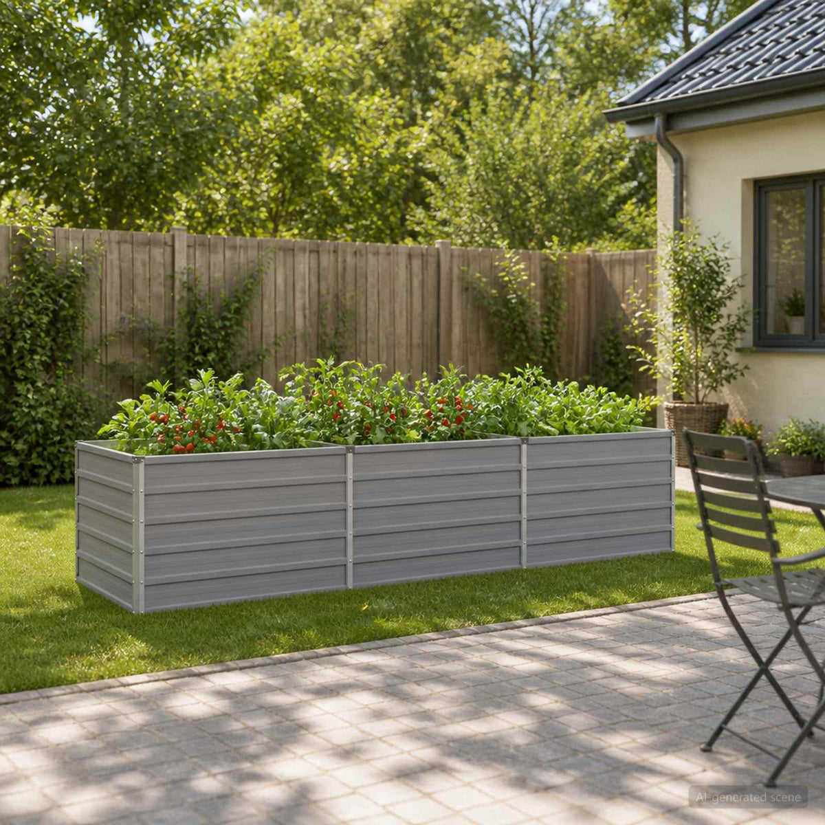 Verhoogd Tuinbed Grijs 240 x 80 x 55 cm koudgewalst staal