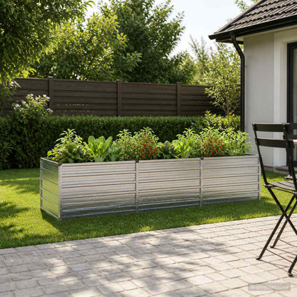 Verhoogd Tuinbed Zilverkleurig 240 x 80 x 55 cm gegalvaniseerd