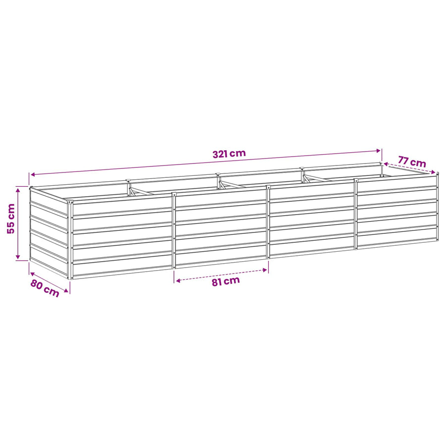 Verhoogd Tuinbed Houtbruin 320 x 80 x 55 cm koudgewalst staal