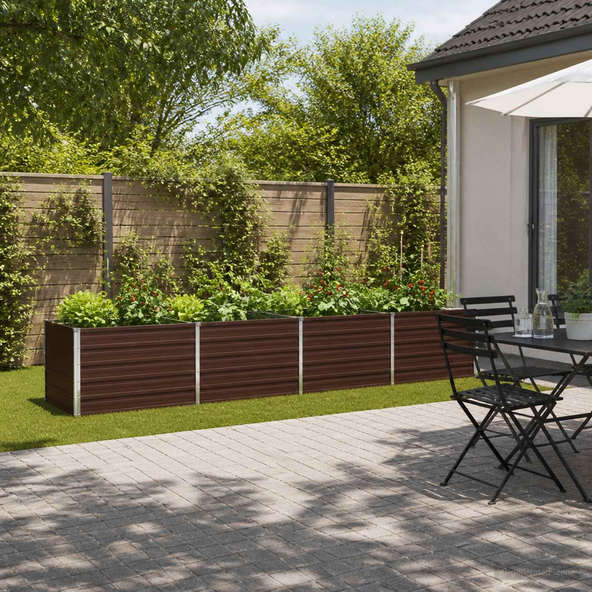 Verhoogd Tuinbed Bruin 320 x 80 x 55 cm koudgewalst staal