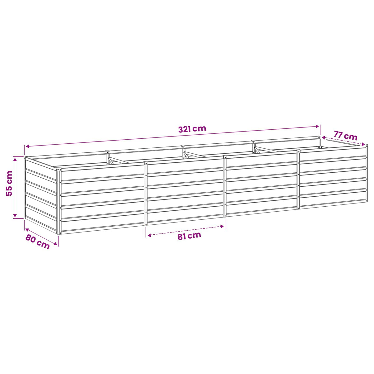 Verhoogd Tuinbed Roestig 320 x 80 x 55 cm corton