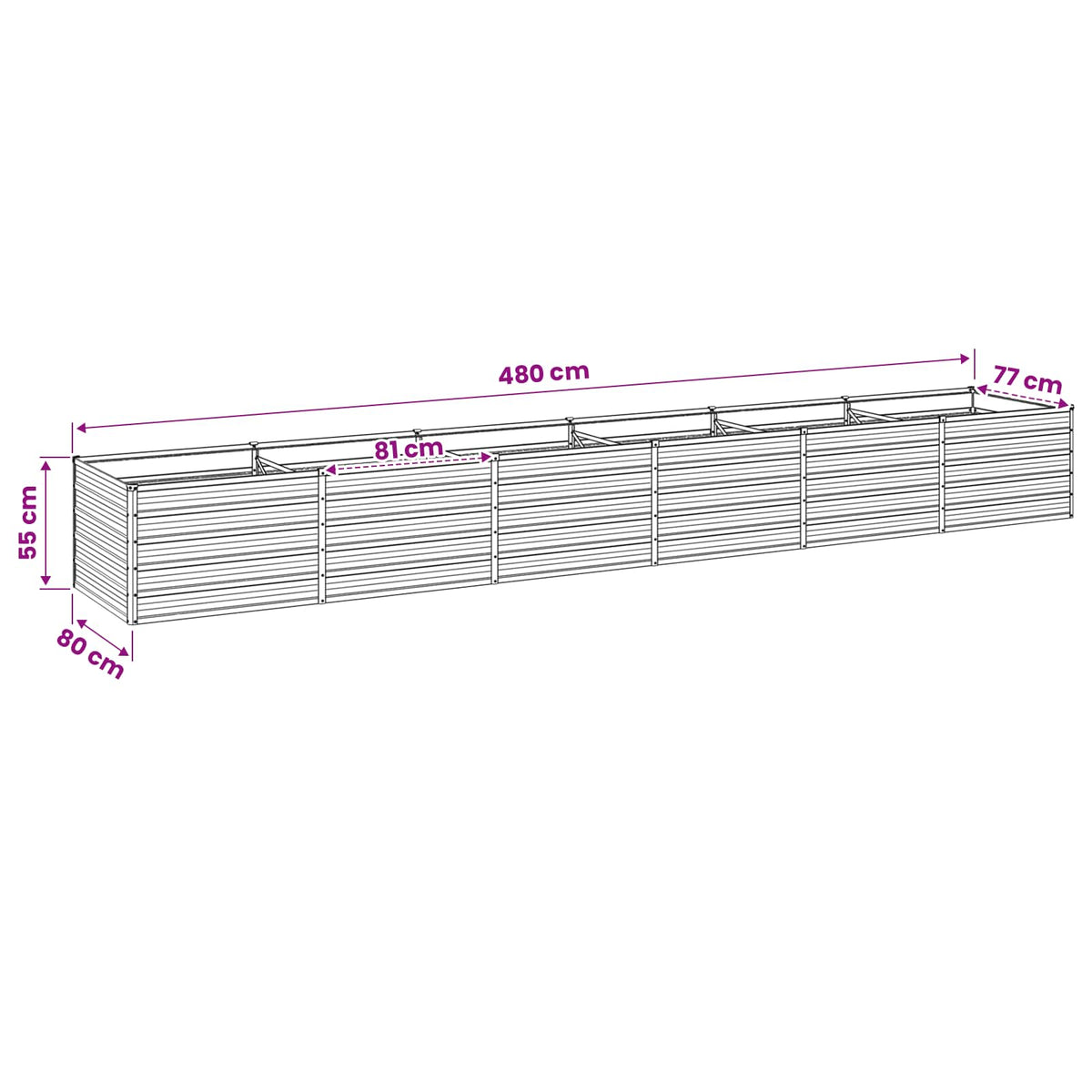 Verhoogd Tuinbed Naturel 480 x 80 x 55 cm koudgewalst staal