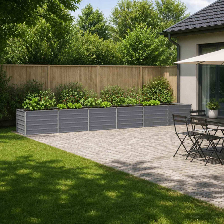 Verhoogd Tuinbed Grijs 480 x 80 x 55 cm koudgewalst staal