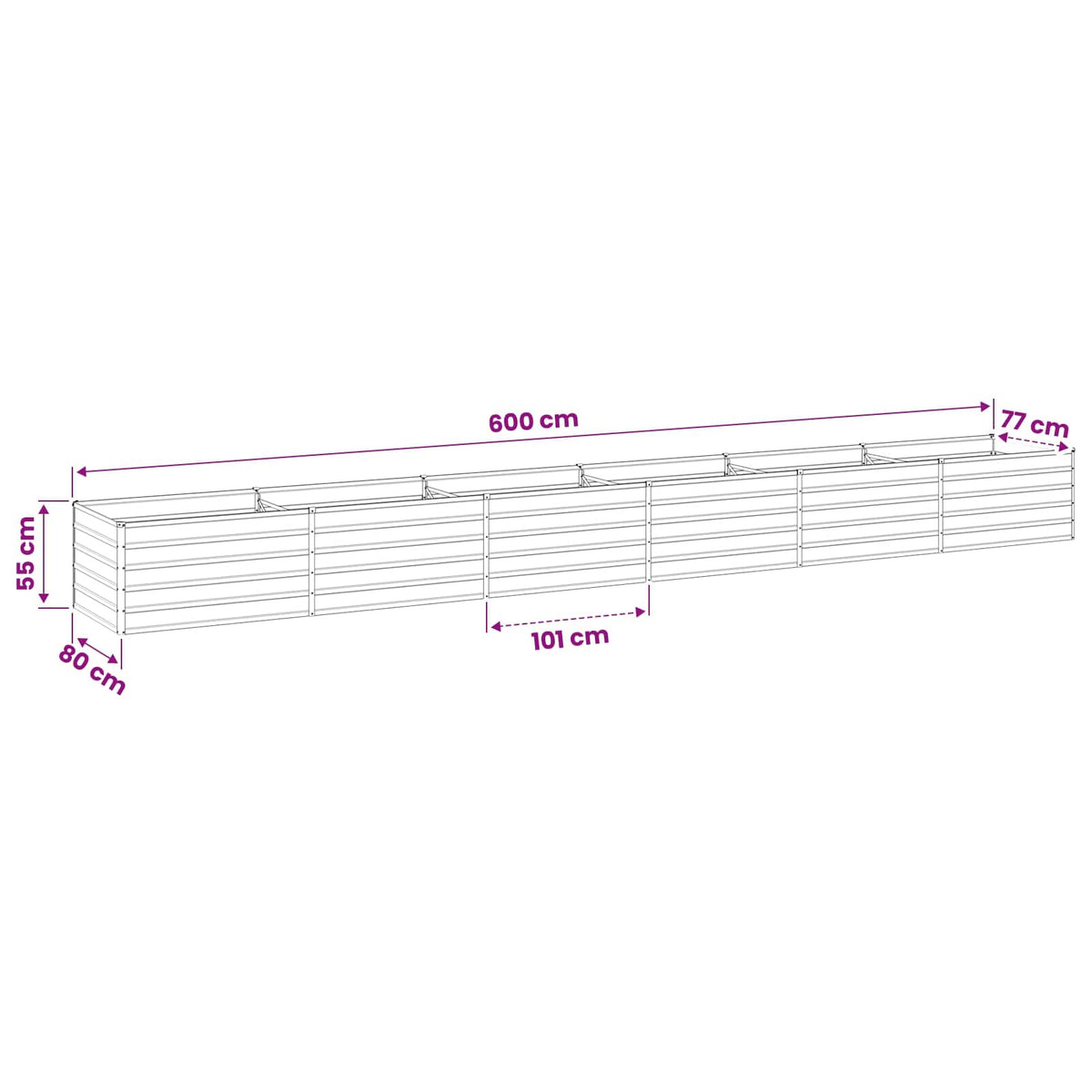 Verhoogd Tuinbed Groen 600 x 80 x 55 cm koudgewalst stalen