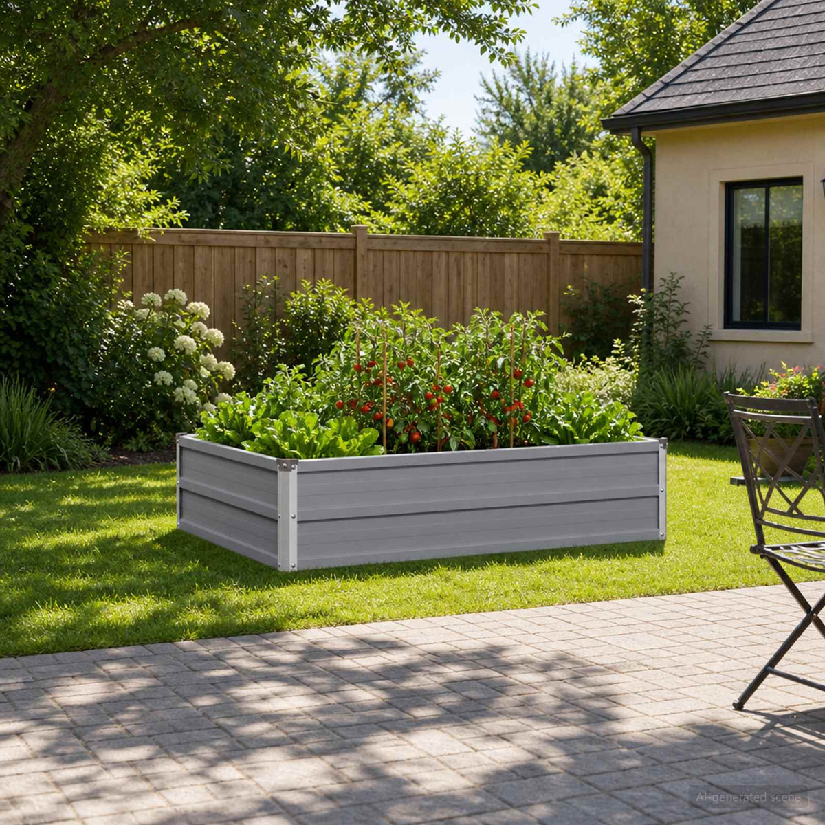 Verhoogd Tuinbed Grijs 100 x 80 x 24 cm koudgewalst staal