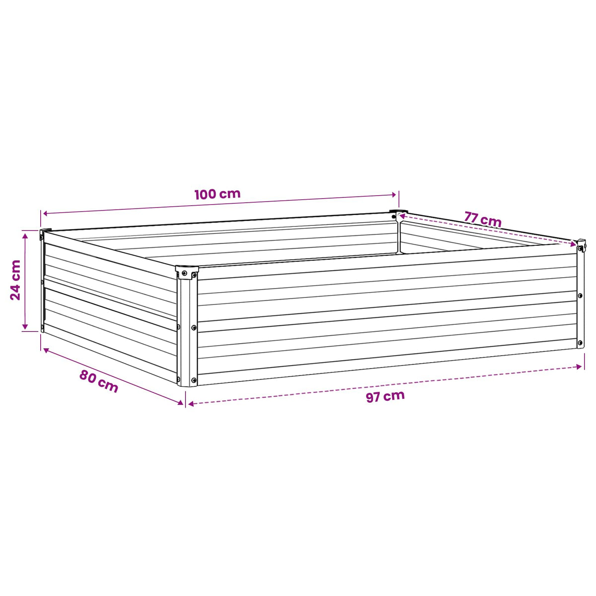 Verhoogd Tuinbed Grijs 100 x 80 x 24 cm koudgewalst staal