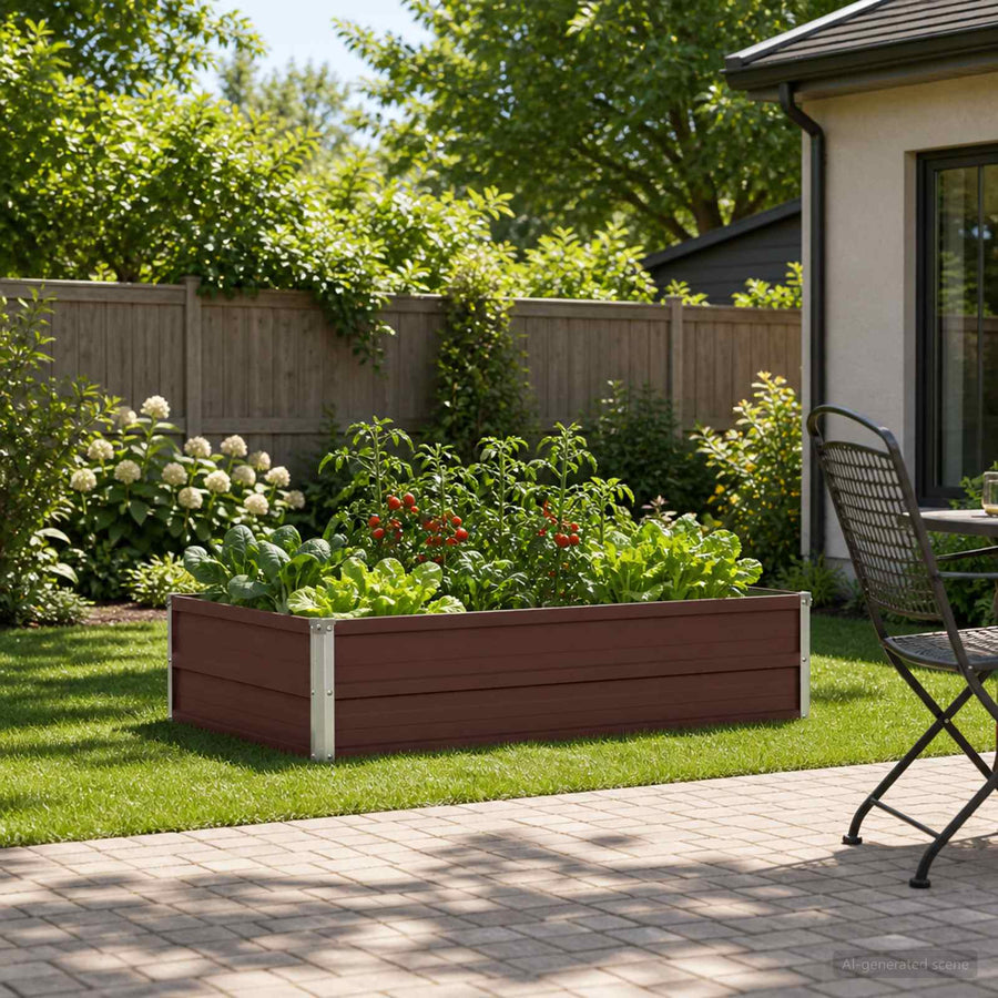 Verhoogd Tuinbed Bruin 100 x 80 x 24 cm koudgewalst staal