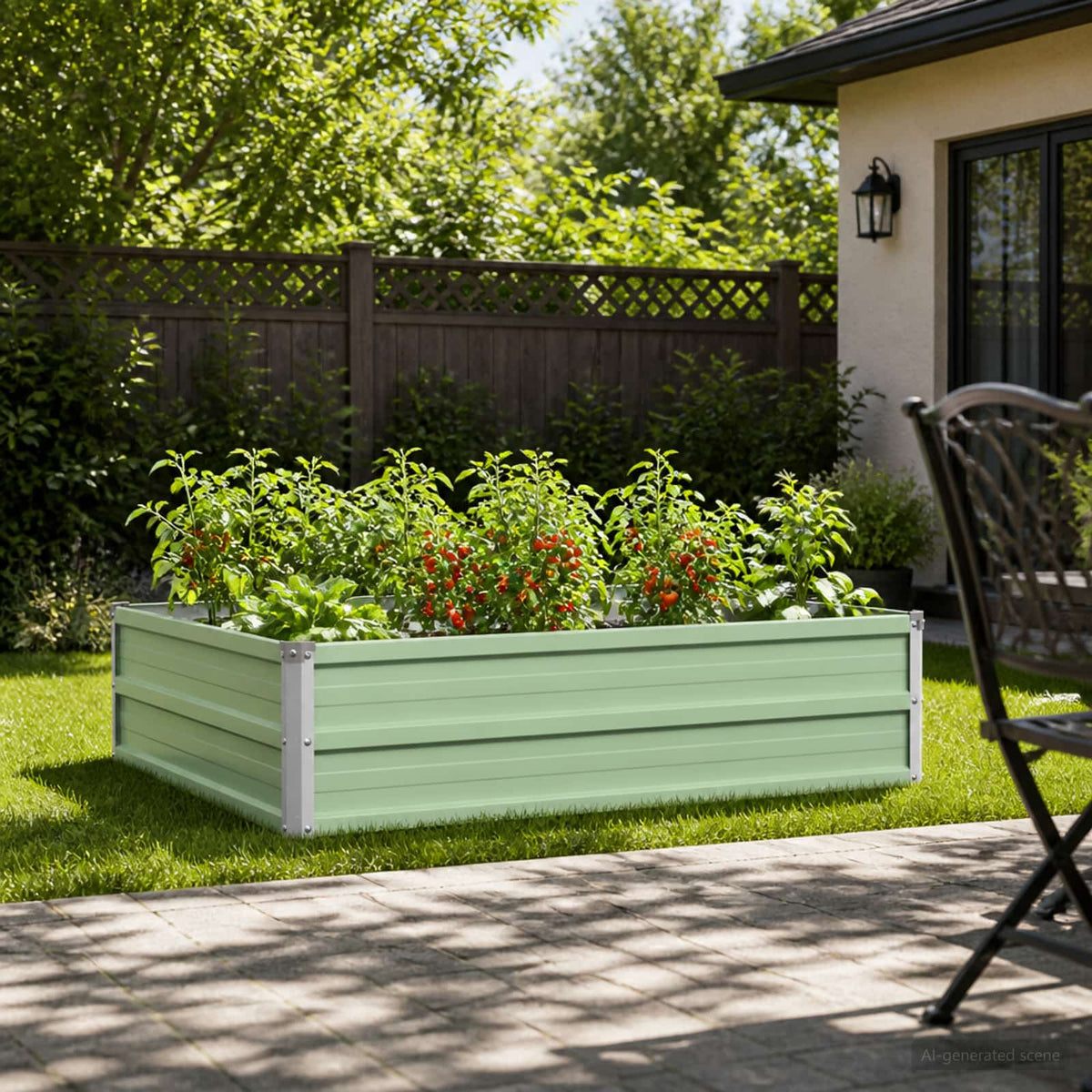 Verhoogd Tuinbed Pastelgroen 100 x 80 x 24 cm koudgewalst staal