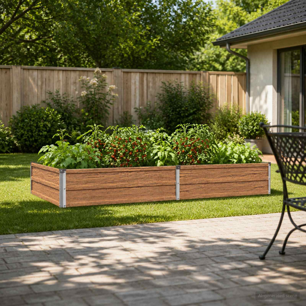 Verhoogd Tuinbed Houtbruin 160 x 80 x 24 cm koudgewalst staal
