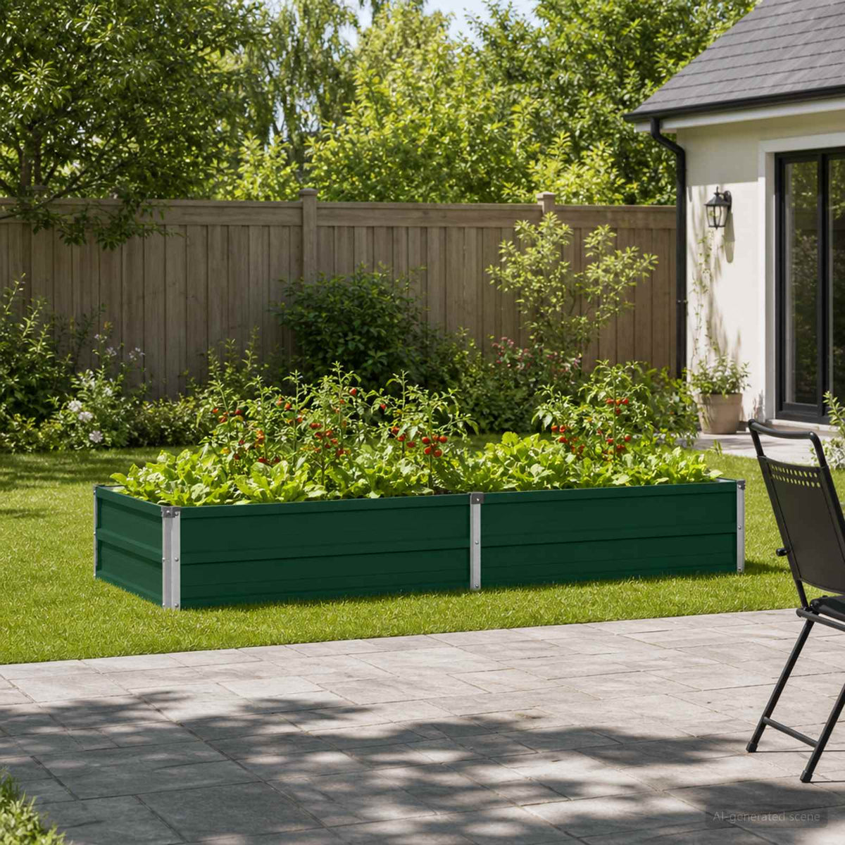 Verhoogd Tuinbed Groen 160 x 80 x 24 cm koudgewalst stalen