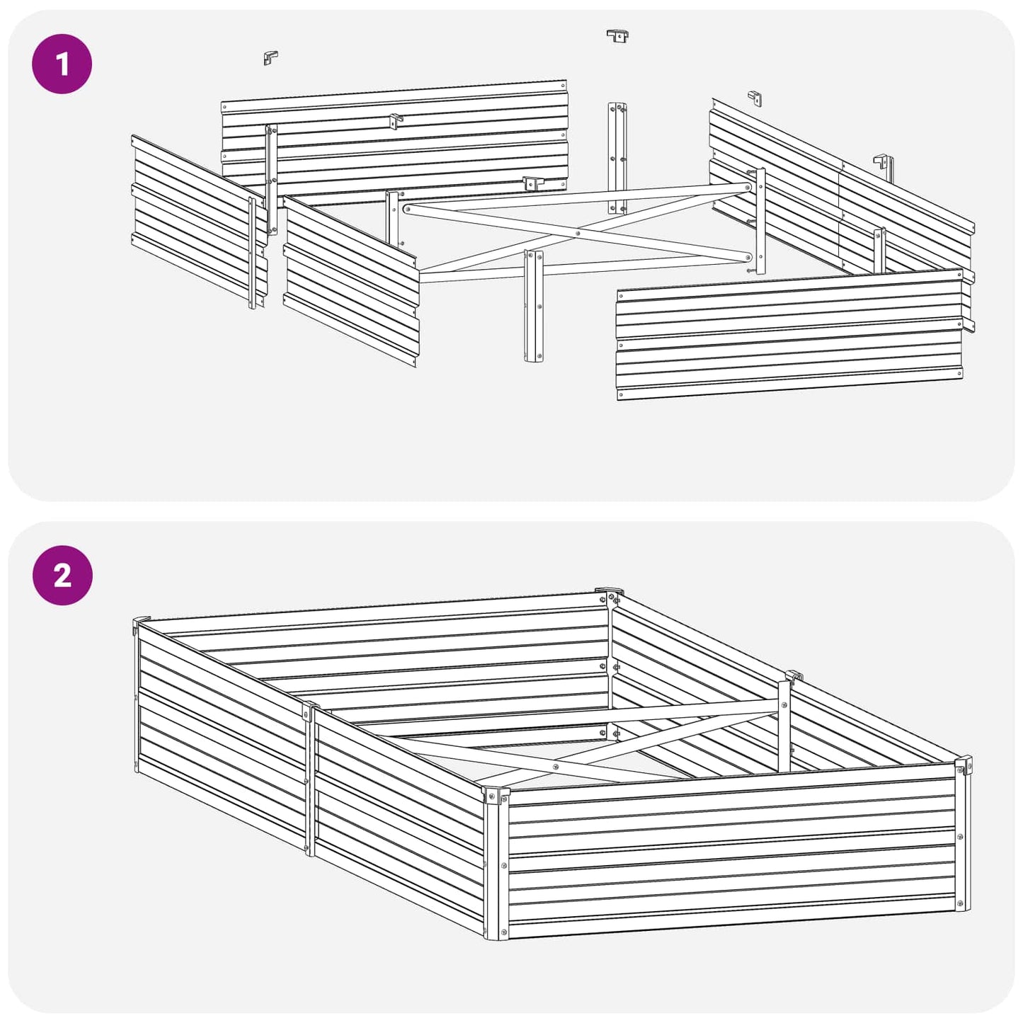Verhoogd Tuinbed Grijs 160 x 80 x 24 cm koudgewalst staal