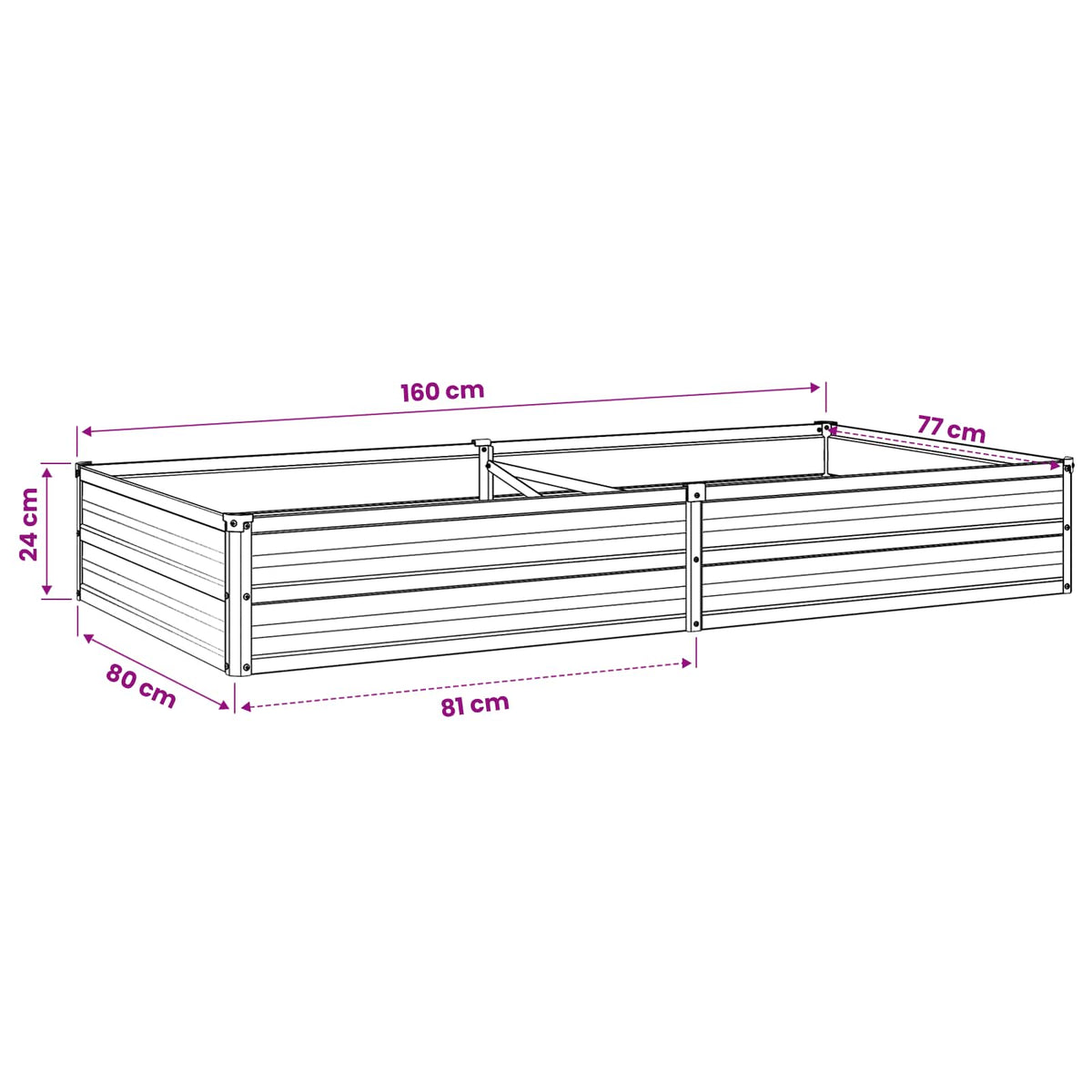 Verhoogd Tuinbed Grijs 160 x 80 x 24 cm koudgewalst staal