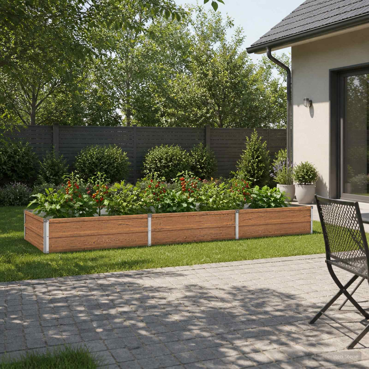 Verhoogd Tuinbed Houtbruin 240 x 80 x 24 cm koudgewalst staal