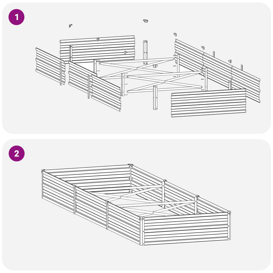 Verhoogd Tuinbed Grijs 240 x 80 x 24 cm koudgewalst staal