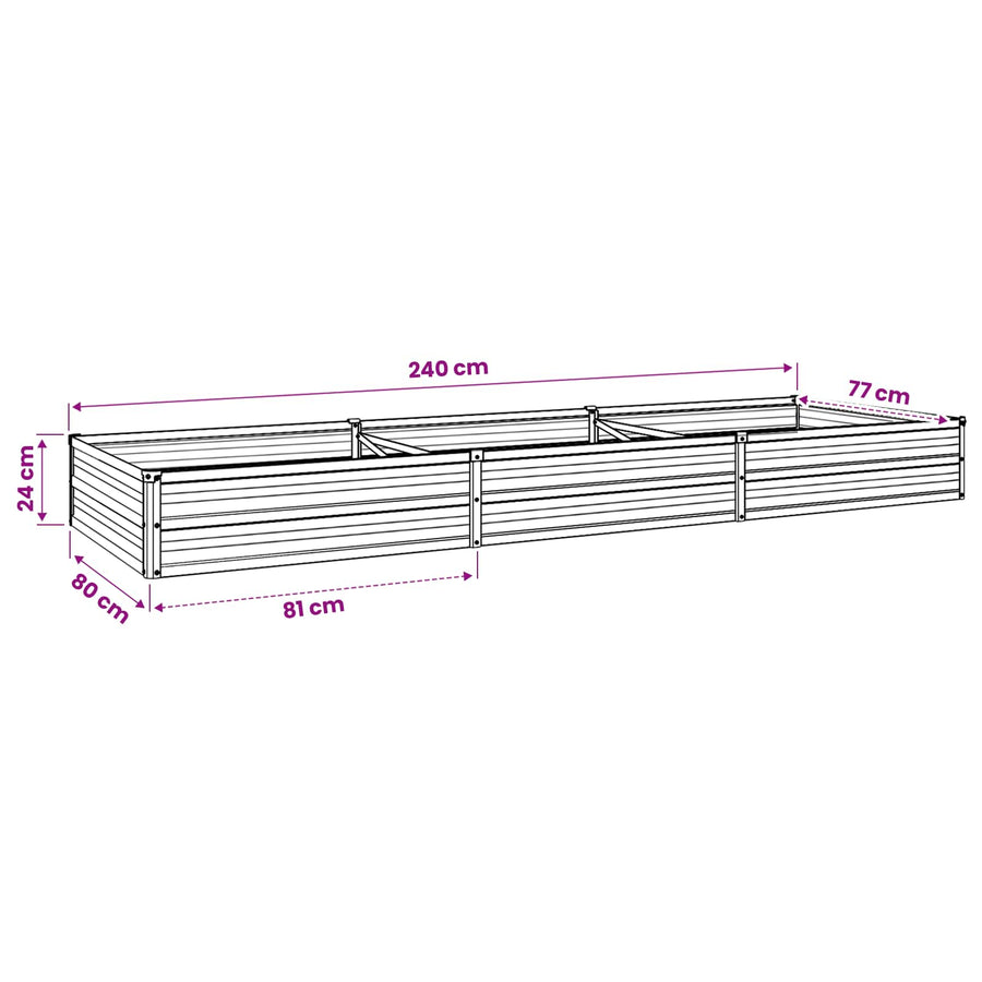 Verhoogd Tuinbed Ivoor 240 x 80 x 24 cm koudgewalst staal