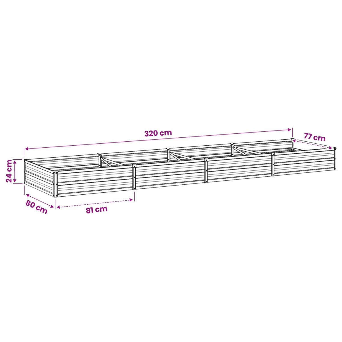 Verhoogd Tuinbed Roestig 320 x 80 x 24 cm corton