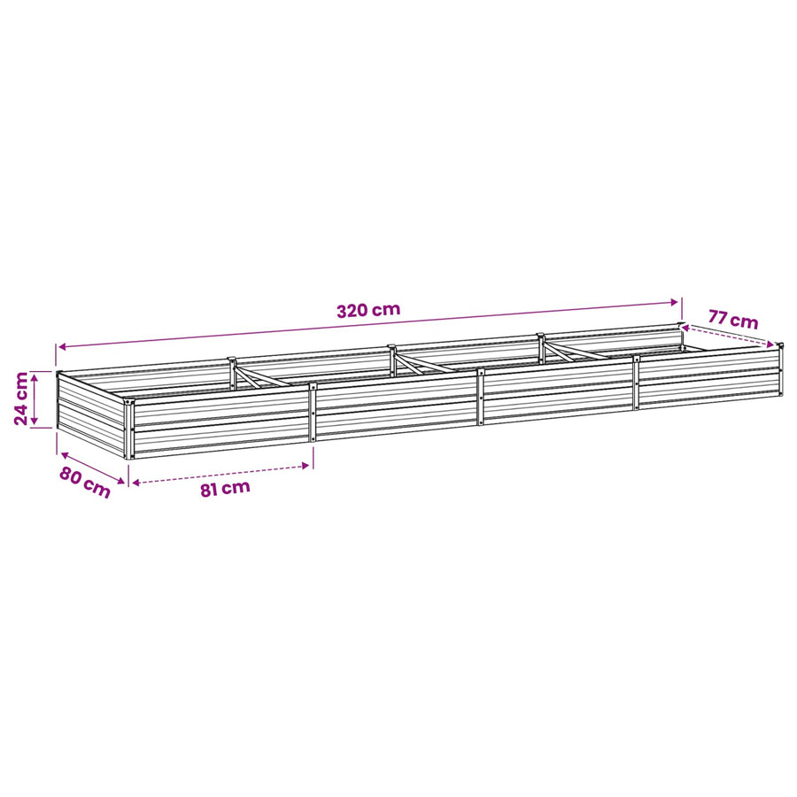 Verhoogd Tuinbed Pastelgroen 320 x 80 x 24 cm koudgewalst staal