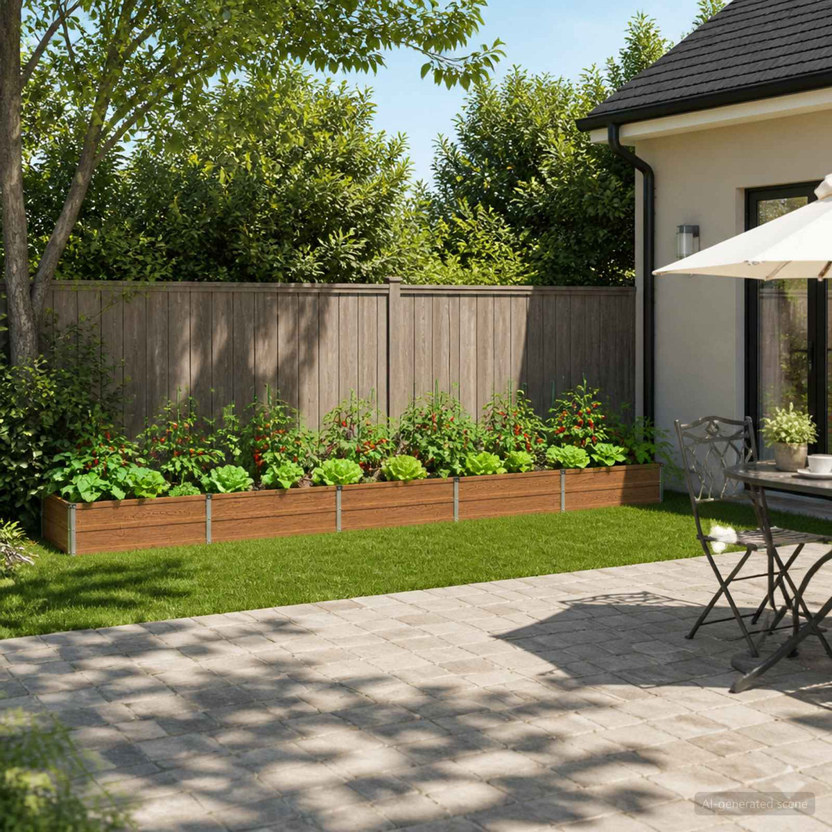 Verhoogd Tuinbed Houtbruin 400 x 80 x 24 cm koudgewalst staal