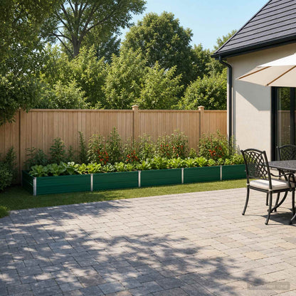 Verhoogd Tuinbed Groen 400 x 80 x 24 cm koudgewalst stalen