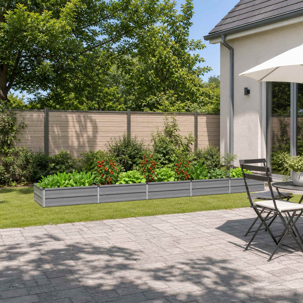 Verhoogd Tuinbed Grijs 400 x 80 x 24 cm koudgewalst staal