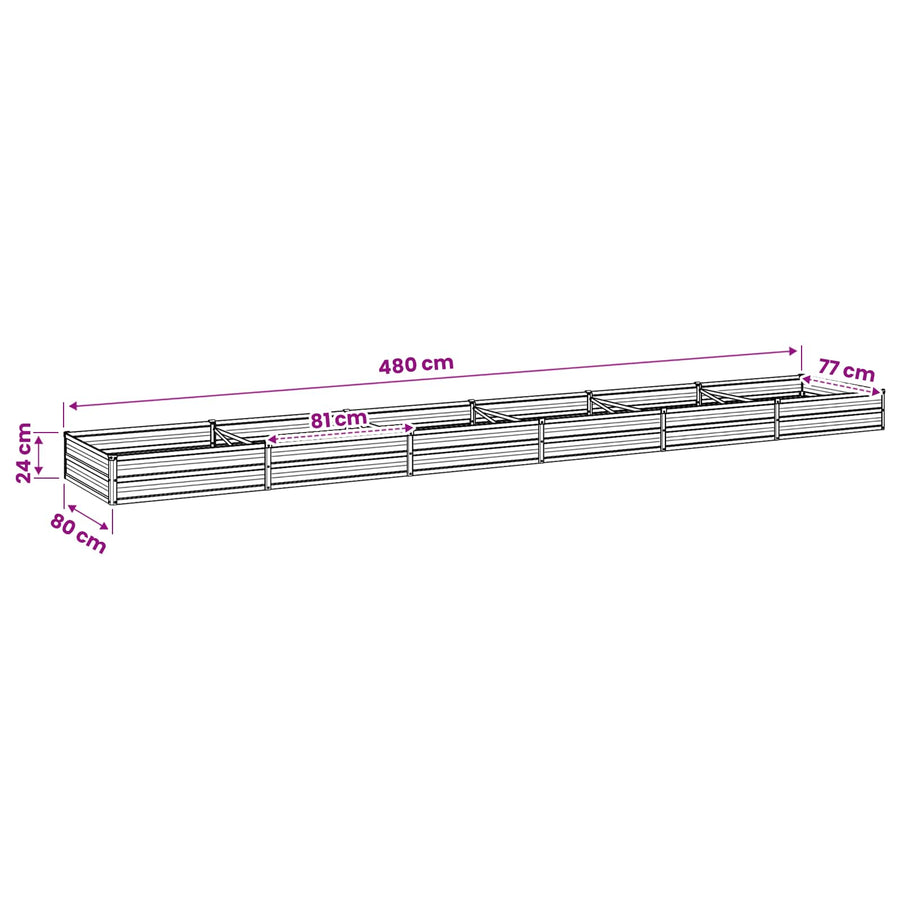 Verhoogd Tuinbed Groen 480 x 80 x 24 cm koudgewalst stalen