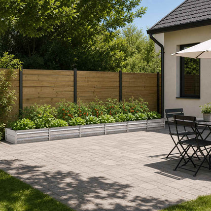 Verhoogd Tuinbed Zilverkleurig 480 x 80 x 24 cm gegalvaniseerd