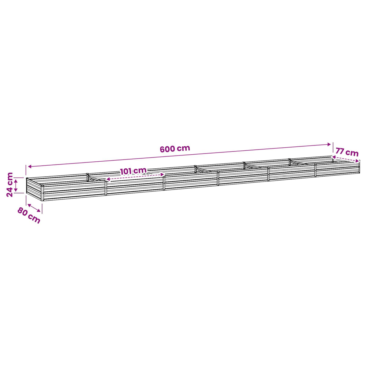 Verhoogd Tuinbed Naturel 600 x 80 x 24 cm koudgewalst staal