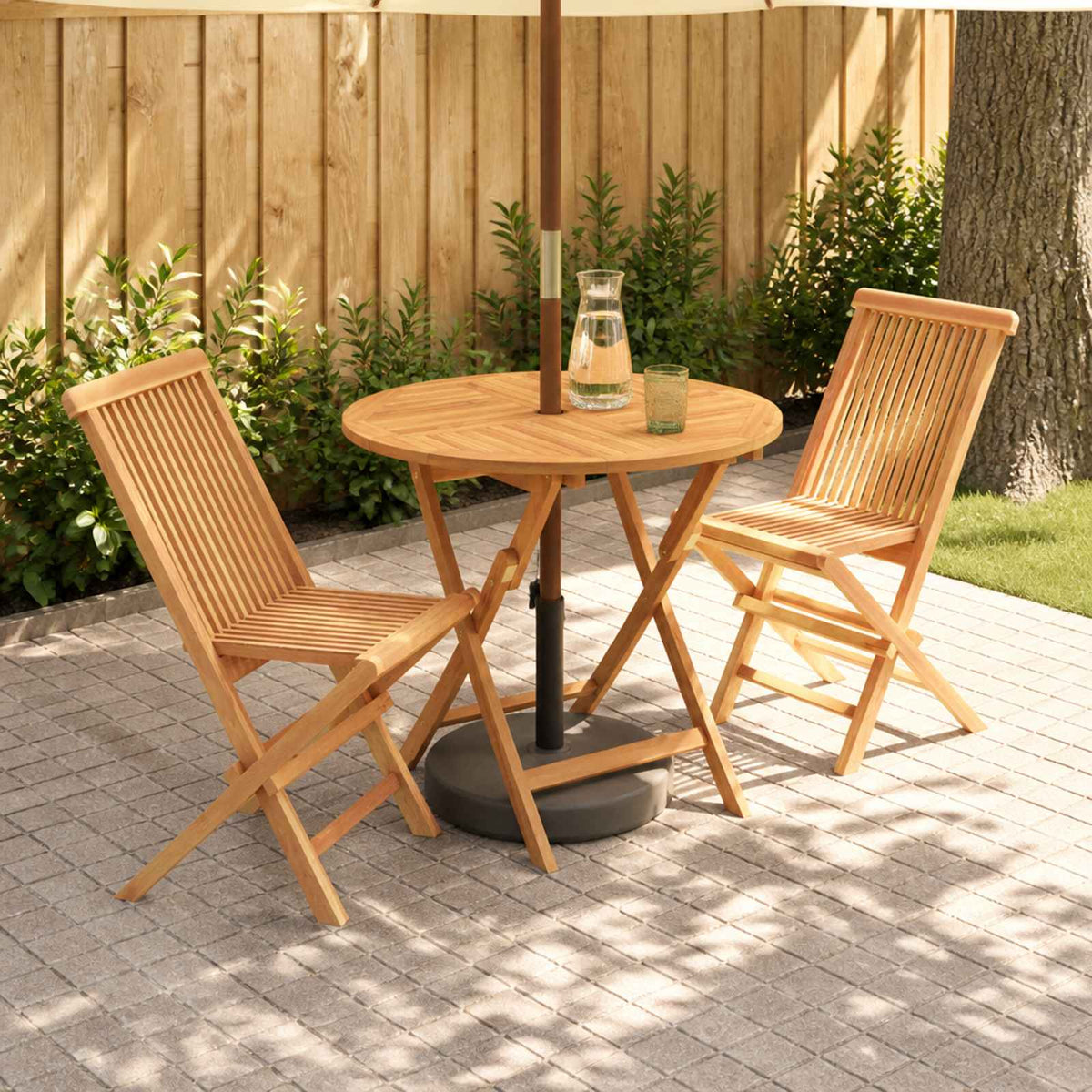 3-delige opvouwbare bistroset voor in de tuin Naturel