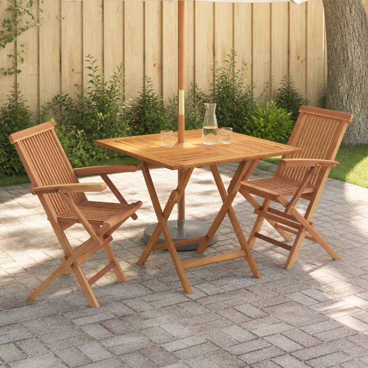3-delige opvouwbare bistroset voor in de tuin 3 st Naturel