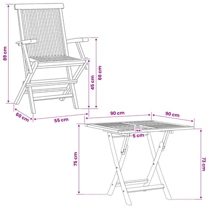 3-delige opvouwbare bistroset voor in de tuin 3 st Naturel