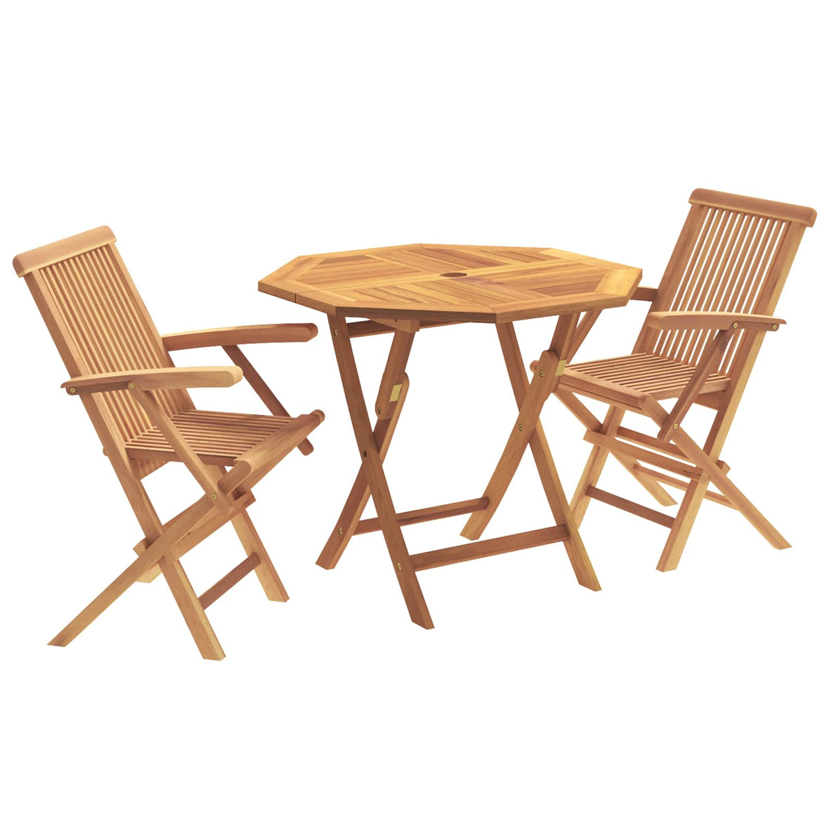 3-delige opvouwbare bistroset voor in de tuin 3 st Naturel