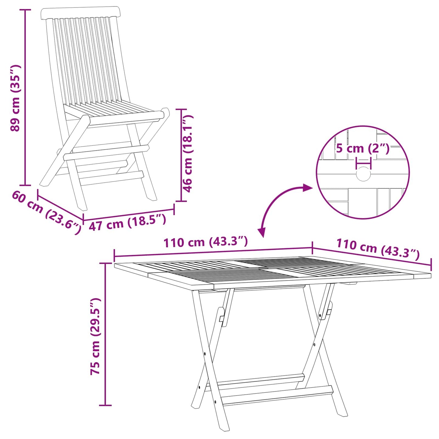 Tuin Bistro Set 3 pcs Bruin Massief Teak Hout