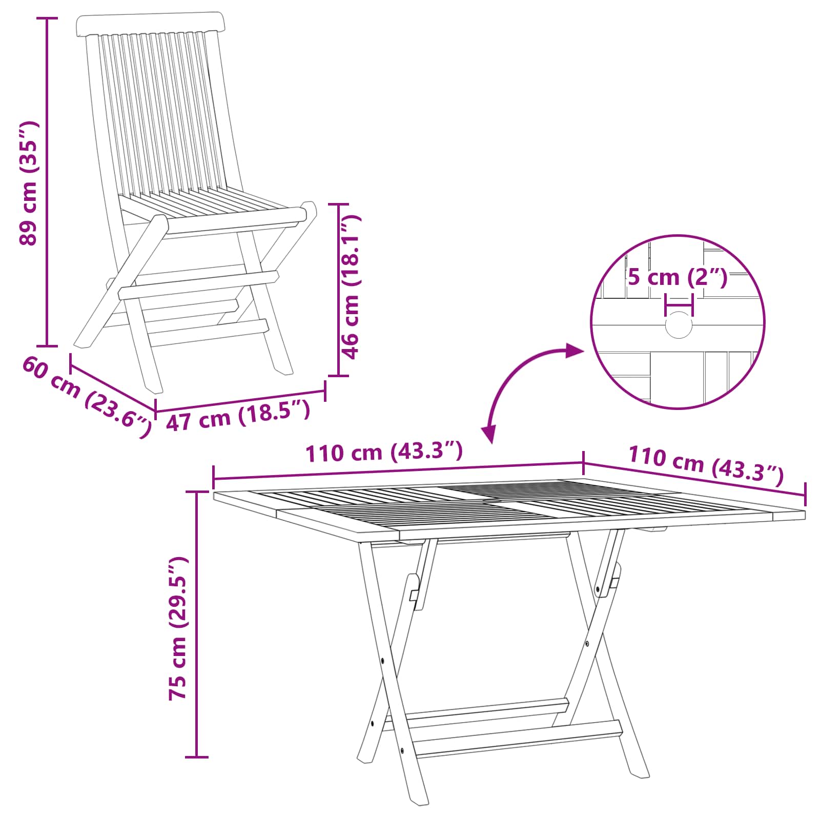 Tuin Bistro Set 3 pcs Bruin Massief Teak Hout