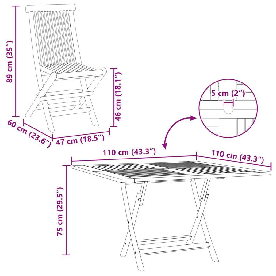 Tuin Bistro Set 3 pcs Bruin Massief Teak Hout