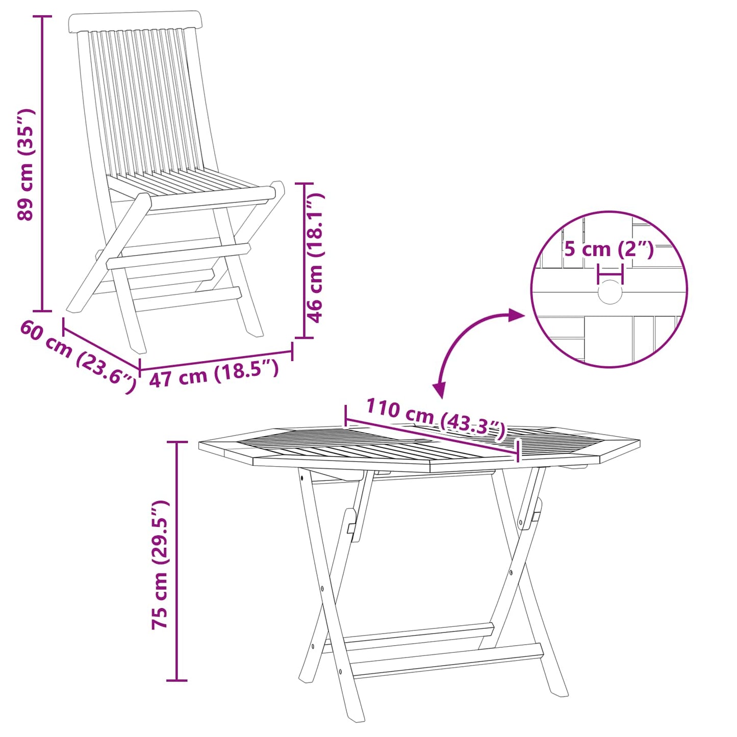 Tuin Bistro Set 3 pcs Bruin Massief Teak Hout