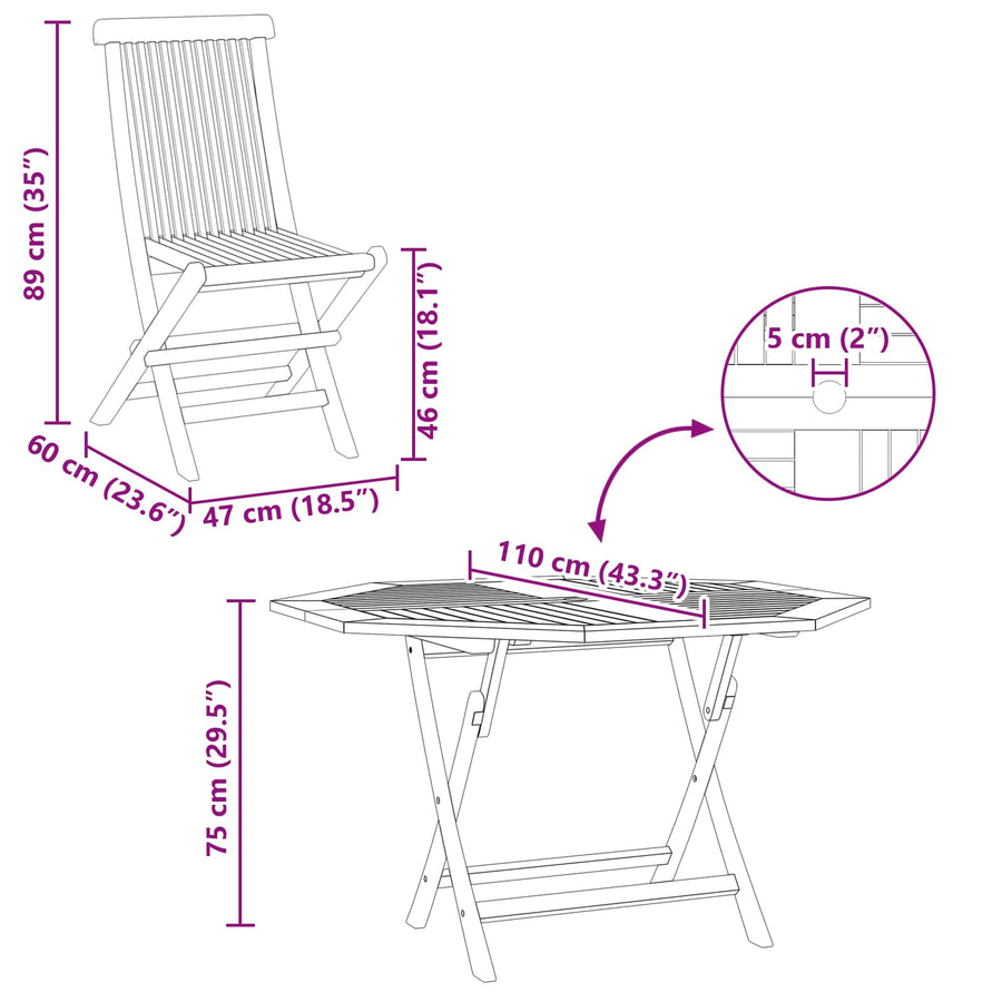 Tuin Bistro Set 3 pcs Bruin Massief Teak Hout