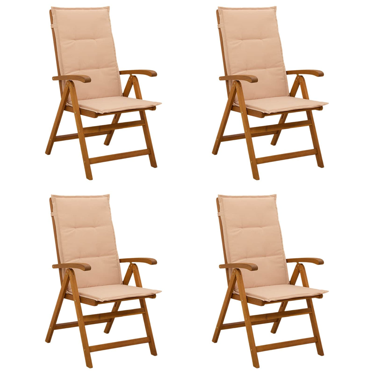 Recliner Tuinstoelen 4 st Naturel Massief Acaciahout
