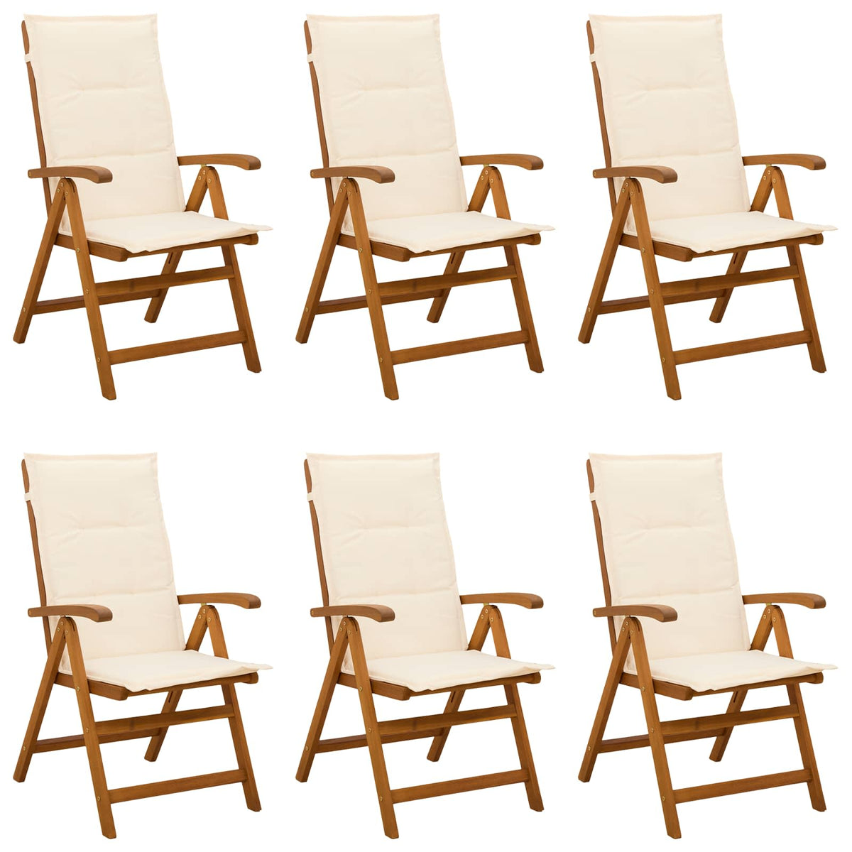 Recliner Tuinstoelen 6 st Naturel Massief Acaciahout