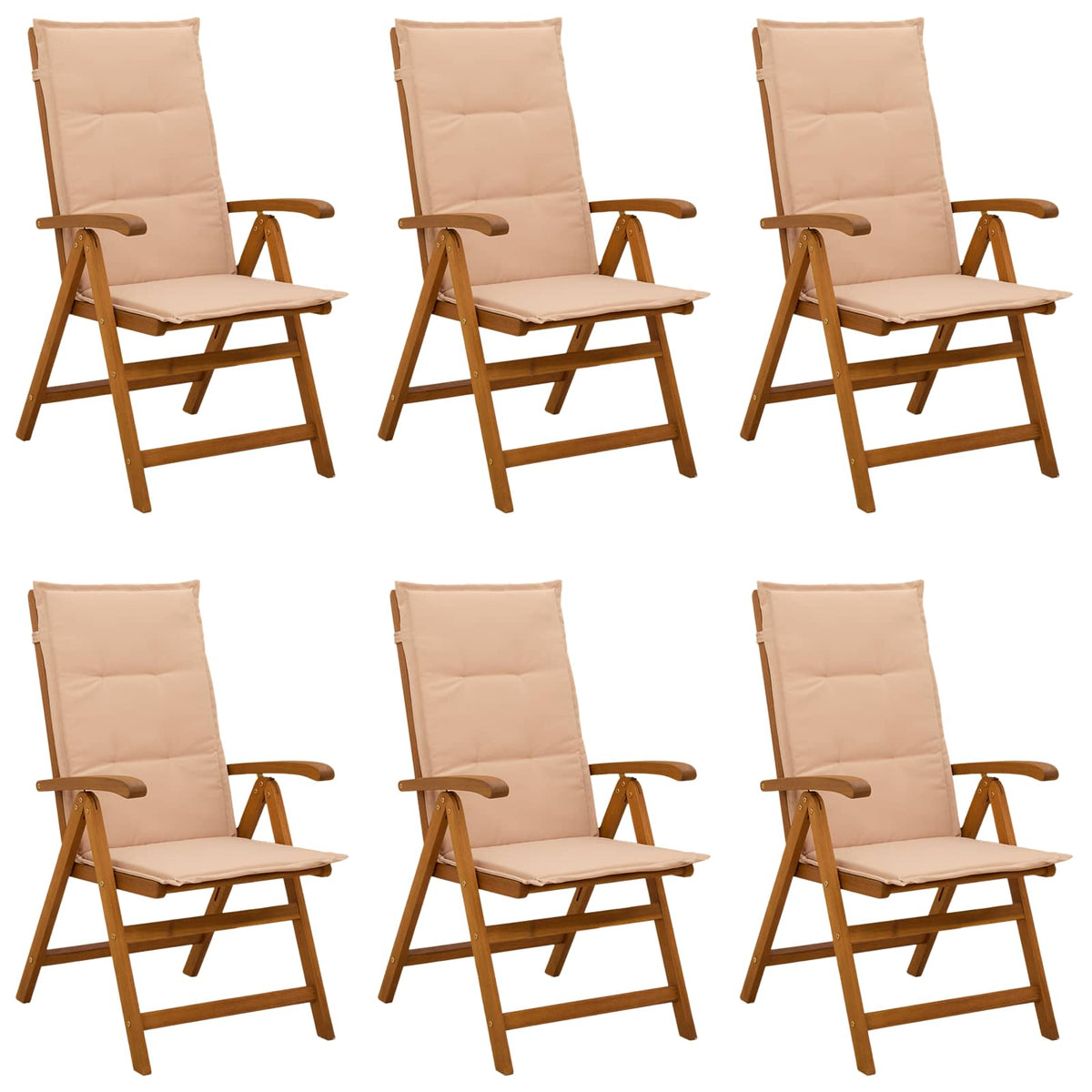 Recliner Tuinstoelen 6 st Naturel Massief Acaciahout