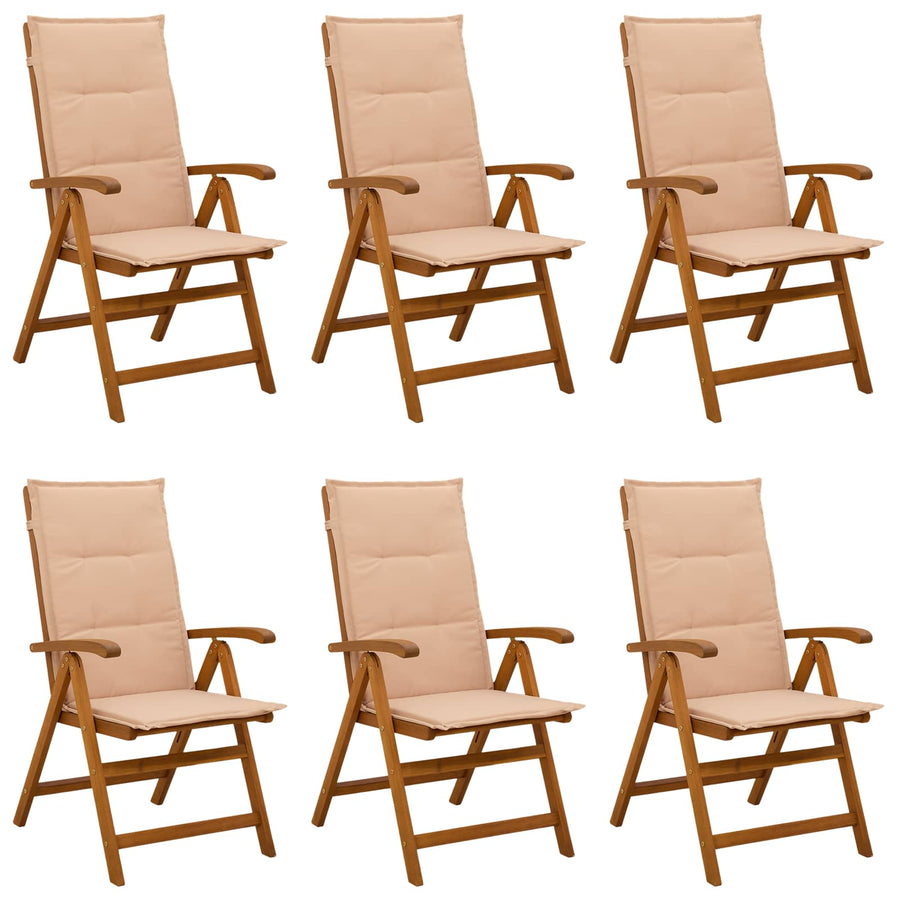 Recliner Tuinstoelen 6 st Naturel Massief Acaciahout