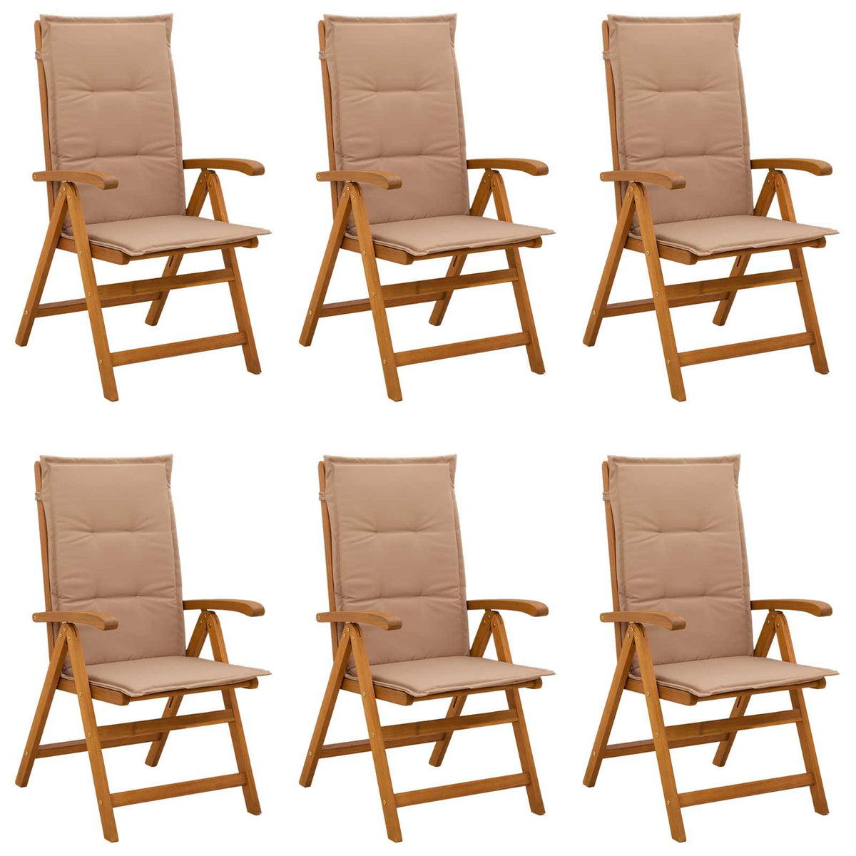 Recliner Tuinstoelen 6 st Naturel Massief Acaciahout