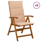 Tuinstoelen acaciahout 8 stuks verstelbaar