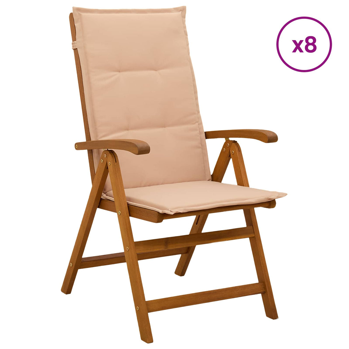 Recliner Tuinstoelen 8 st Naturel Massief Acaciahout