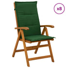 Tuinstoelen recliner 8 st massief acaciahout groen kussen